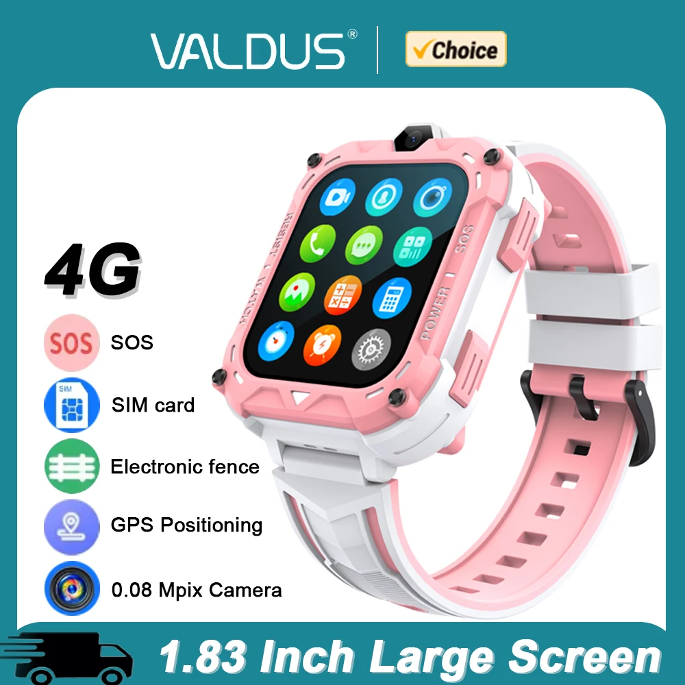 VALDUS VK39 4G 키즈 스마트워치 GPS SOS 영상통화 WIFI SIM 카드 0.08M픽셀 카메라 대화면 2025 신형 4G 어린이 선물용 시계