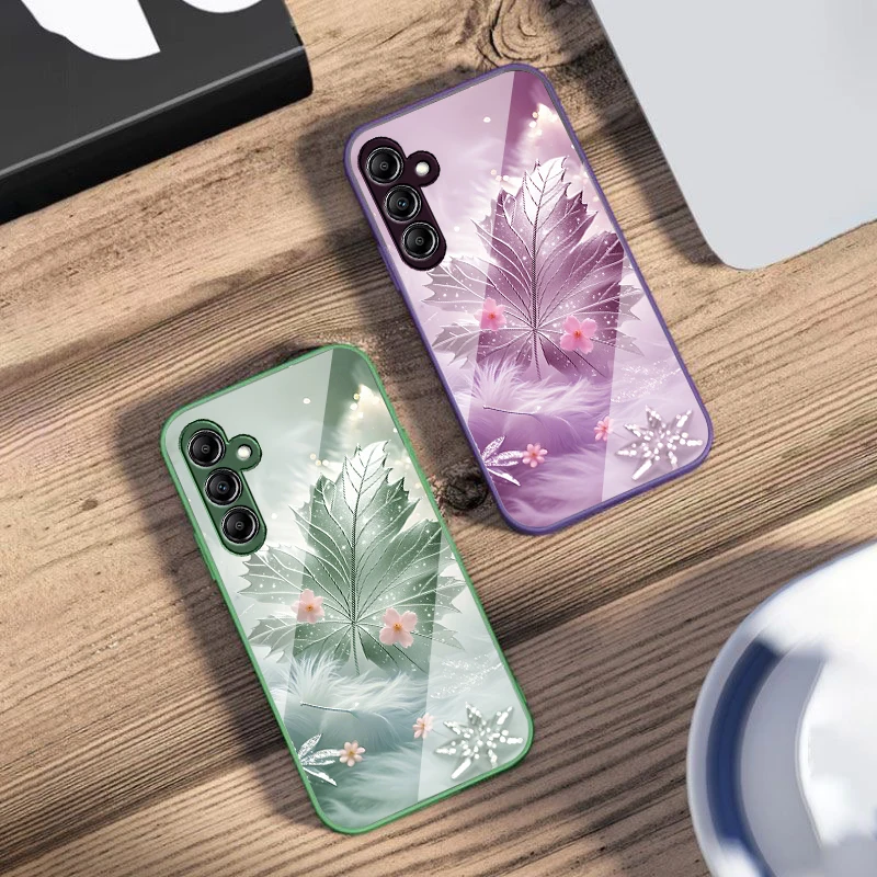 Feuilles d'érable de rêve pour Samsung A73 72 71 A70 56 55 54 A53 52 51 A50 42 A35 A34 33 32 31 26 25 24 23 22 30 coque de téléphone en verre