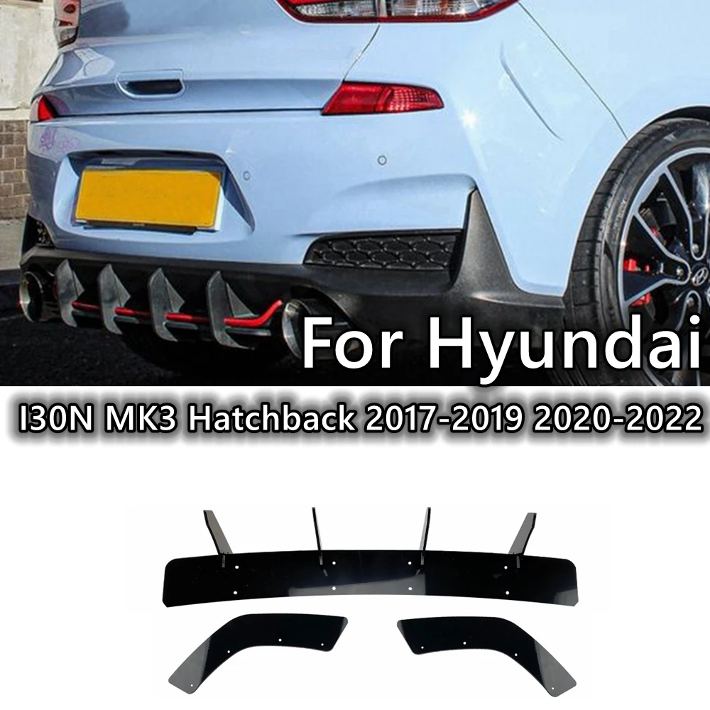 

Black Rear Bumper Diffuser Spoiler Splitter For Hyundai I30N I30 N MK3 Hatchback 2017-2019 2020 2021 2022 Style Body Kit Tuning