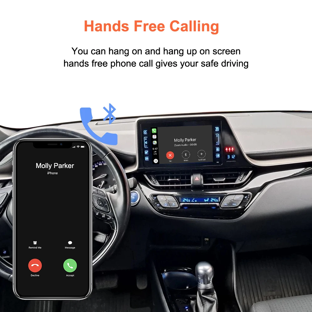 Bonroad Wireless Carplay Android Auto Decoder For TOYOTA Touch2 Entune2.0 Highlander Tundra Sienna Prius Yaris Camry CHR Module – Detail 12