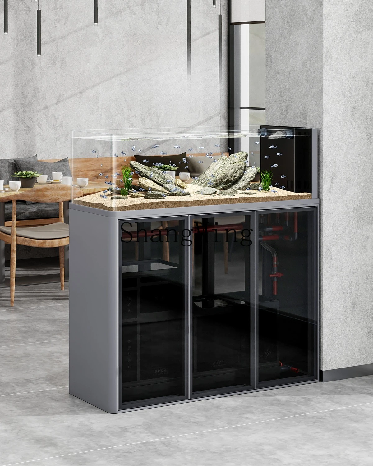 

CL stream tank living room household screen bottom filter straight curved fish tank creative ecological tank