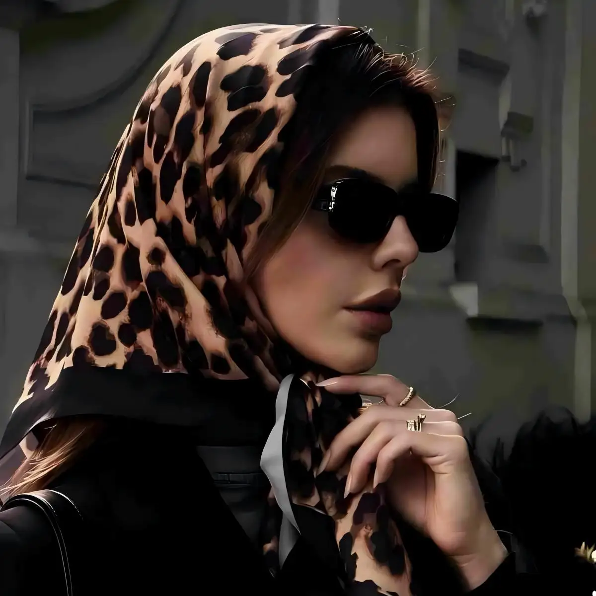 

﻿ Роскошный дизайн, шелковый квадратный шарф с леопардовым принтом, женский мягкий атласный ободок для волос, шейный платок, хиджаб, повязка на голову, платок, подарок 90*90 см