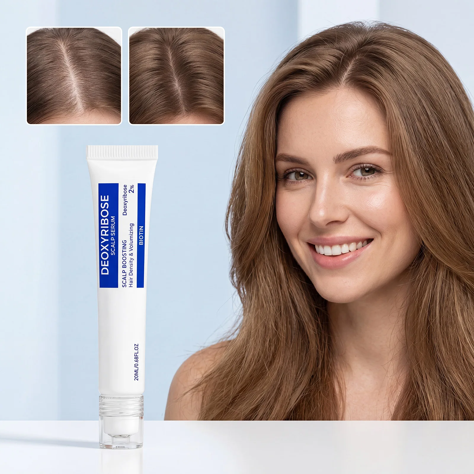 Biotin Deoxyribose Scalp Serum Roller Ball Nourishing Scalp Treatment Boost Hair Volume Density Soothe Dry Tight Scalp Hair Care