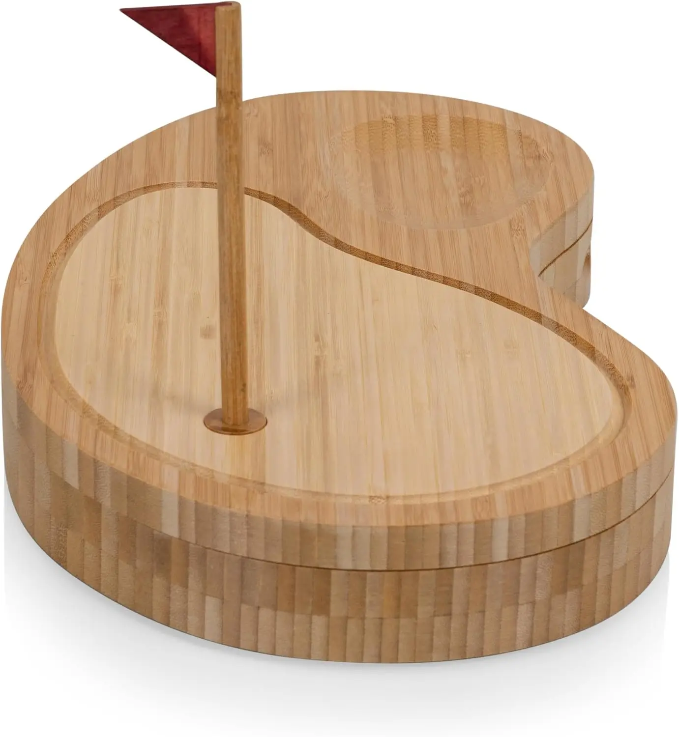 Conjunto de tábua de queijo com tema de golfe de bambu com facas e ferramentas para vinho, marrom