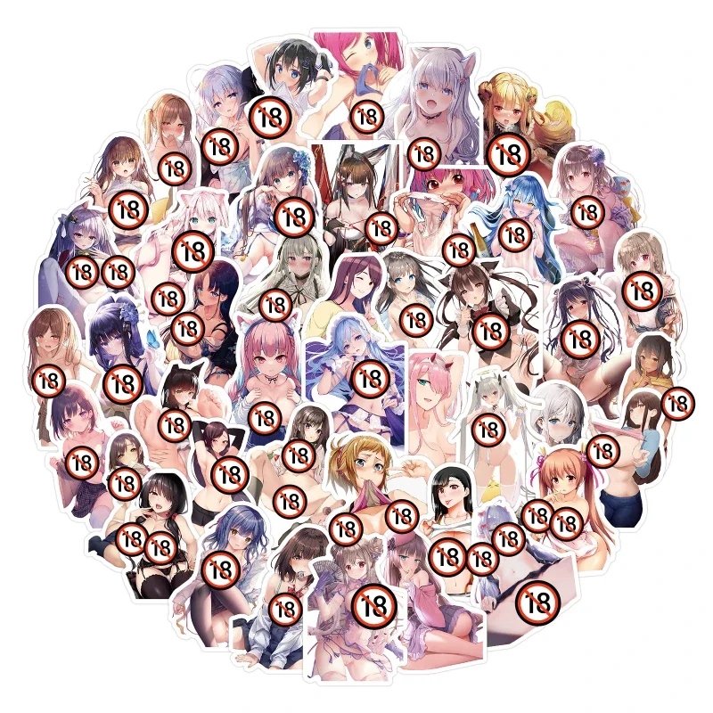 50pcs Exclusive Anime Sexy Waifu Adult Collection Waterproof Stickers (18+)