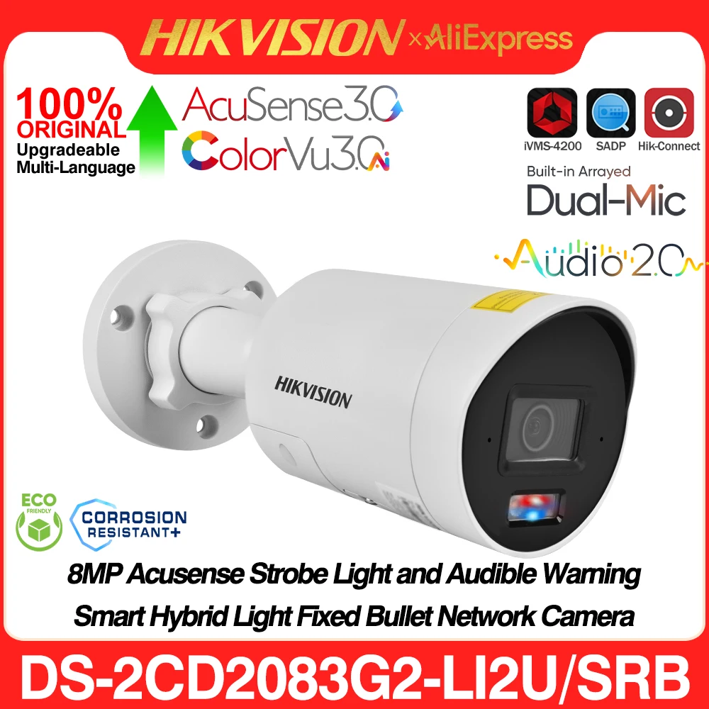 

Hikvision DS-2CD2083G2-LI2U/SRB 8-мегапиксельная стробоскопическая лампа Acusense, звуковое предупреждение и интеллектуальная гибридная сетевая камера с фиксированной пулей