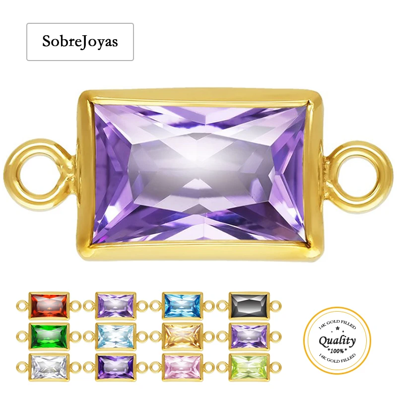 

4x6mm Cz Stone Bezel Drop Birthstone Charms For Nekclace Bracelet Components Connector 14K Gold Filled WholesaleJewelry Findings