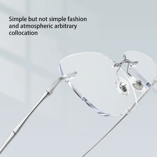 Imagen 2 del producto Vicky-gafas de miopía sin montura de titanio ultraligeras, montura cuadrada, gafas antiluz azul, prescripción personalizada disponible ,lentes opticos para hombre,lentes opticos,lentes opticos para mujer,gafas de F0623