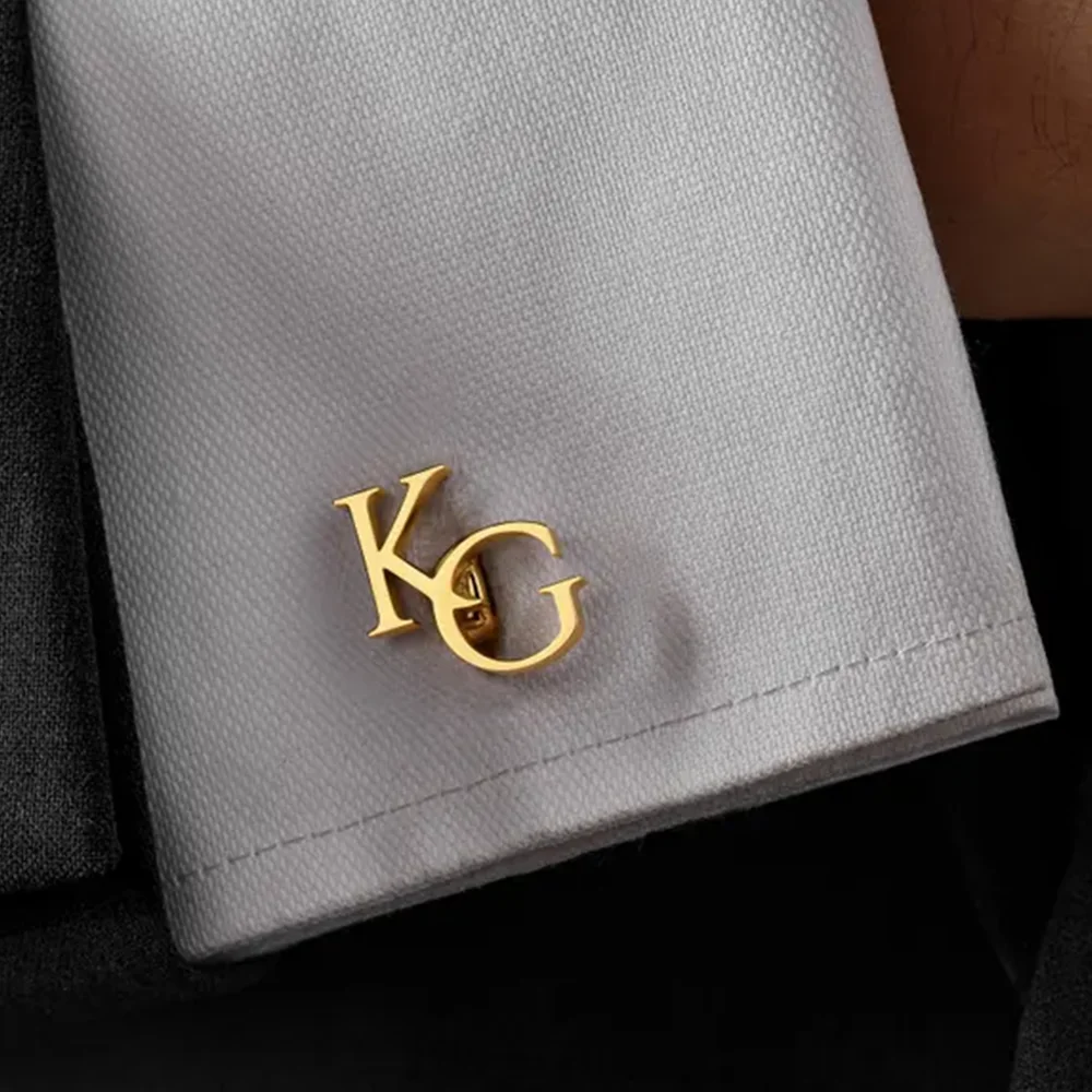 أزرار أكمام مخصصة للعريس، هدايا العريس، أزرار أكمام مخصصة للرجال بأحرف أولى، مجوهرات من صلب لا يصدأ، هدايا أفضل رجل