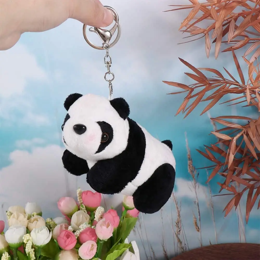 Pequeno presente de aniversário saco dos desenhos animados pingente saco charme panda chaveiro de pelúcia chaveiro mochilas chaveiro de pelúcia