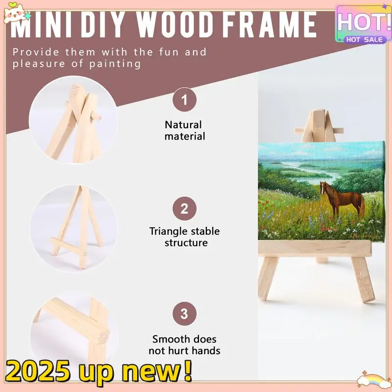 

L47anew!-24 Pack Mini Wood Display Easel Wood Easels Set For Paintings Craft Small Acrylics Oil Projects