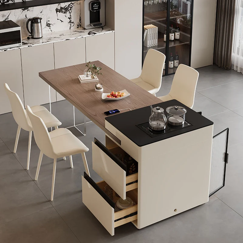 Utensils Modern Luxury Dining Table Solid Wood Family Big Storage Dining Table 4 Chairs European Mesas De Jantar Home Furniture