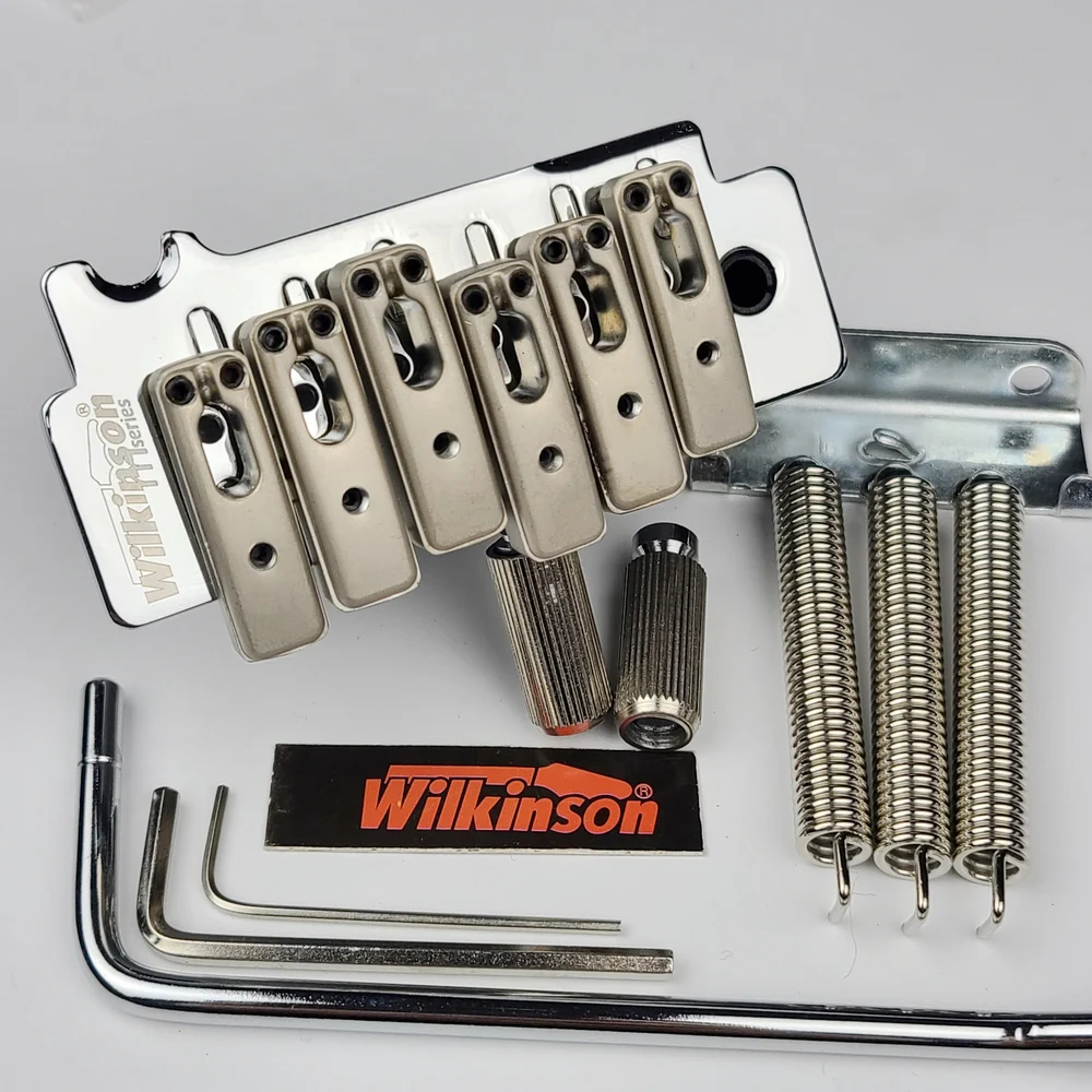 Wilkinson WOV10-cuchillo con licencia, puente de trémolo para guitarra eléctrica ST cromado plateado, con borde tipo 2, punto de poste, doble