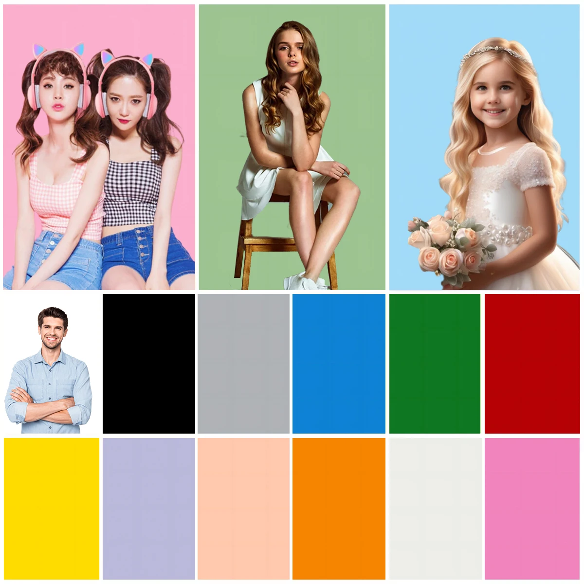 

White Solid Color Photography Backdrop Pink Blue Morandi Self Portrait Pet Adult Baby Birthday Wedding Background Photo Studio