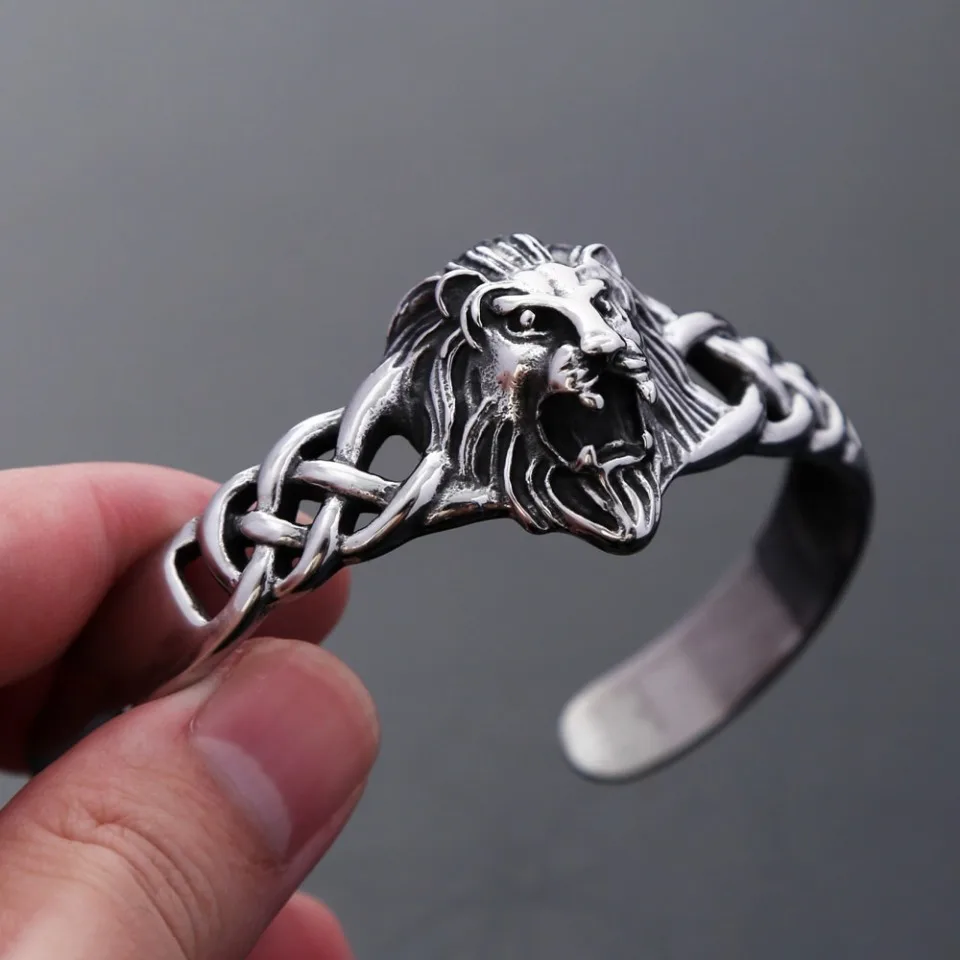 Punk Fashion 316L Stainless Steel Lion Head Bracelet Gothic Vintage Domineering Animal Bracelets Biker Trend Jewelry Wholesale