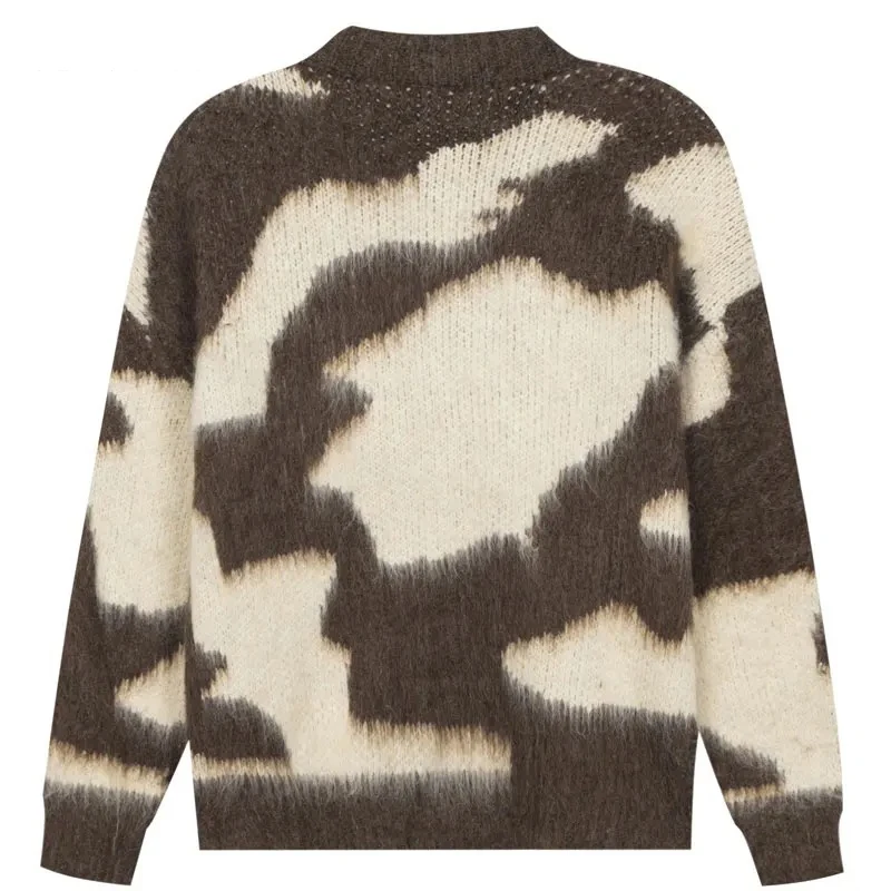 Aelfric Eden-Camisola Mohair Vintage, Fofo Fuzzy Patchwork Jumpers, Malhas Soltas, Estrelas Retro, Hip Hop, Harajuku