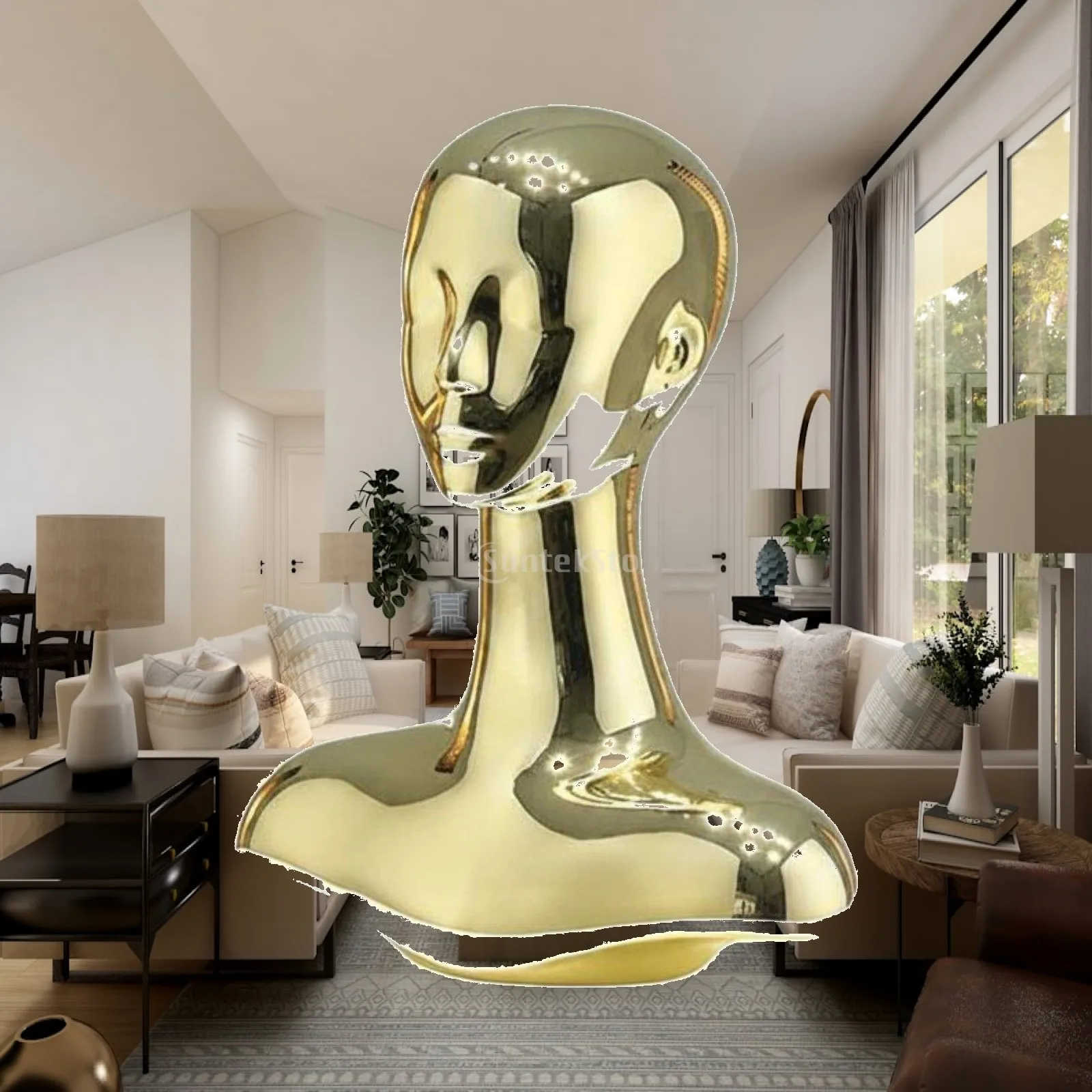 Luxury Electroplated Mannequin Head Bust Stand Necklace Display for Jewelry Counter Retail Use