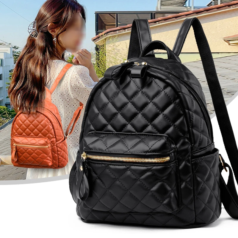 

Fashion Mini Women PU Leather Backpack Multi Function Travel Small Crossbody Handbag Diamond Backpack Shoulder Bag For Girls