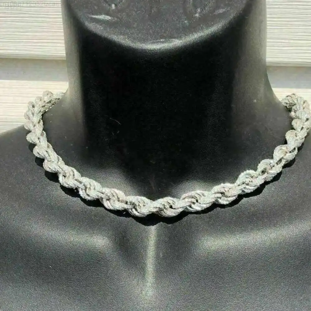 

Custom Luxury Choker Necklace Hip Hop Iced Out Chains for Men 15mm Vvs Moissanite for Men Sterling Silver 925 Rope Chain