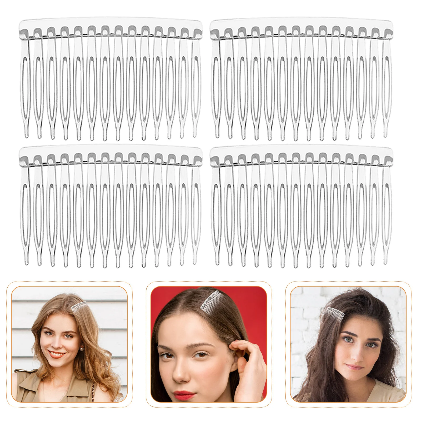 

50Pcs Clear Plastic Hair Combs Fine Tooth Decorative Bridal Veil Combs Hair Styling Updo Wedding Accessories Parting Comb
