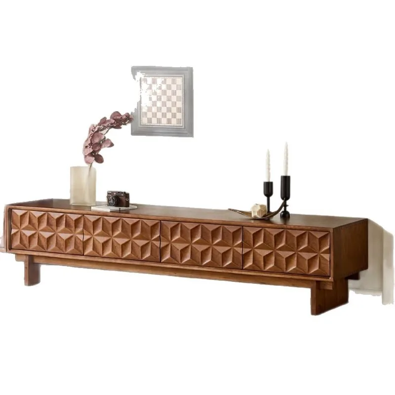 

wood solid wood TV cabinet coffee table small apartment living room bedroom floor storage cabinet locker