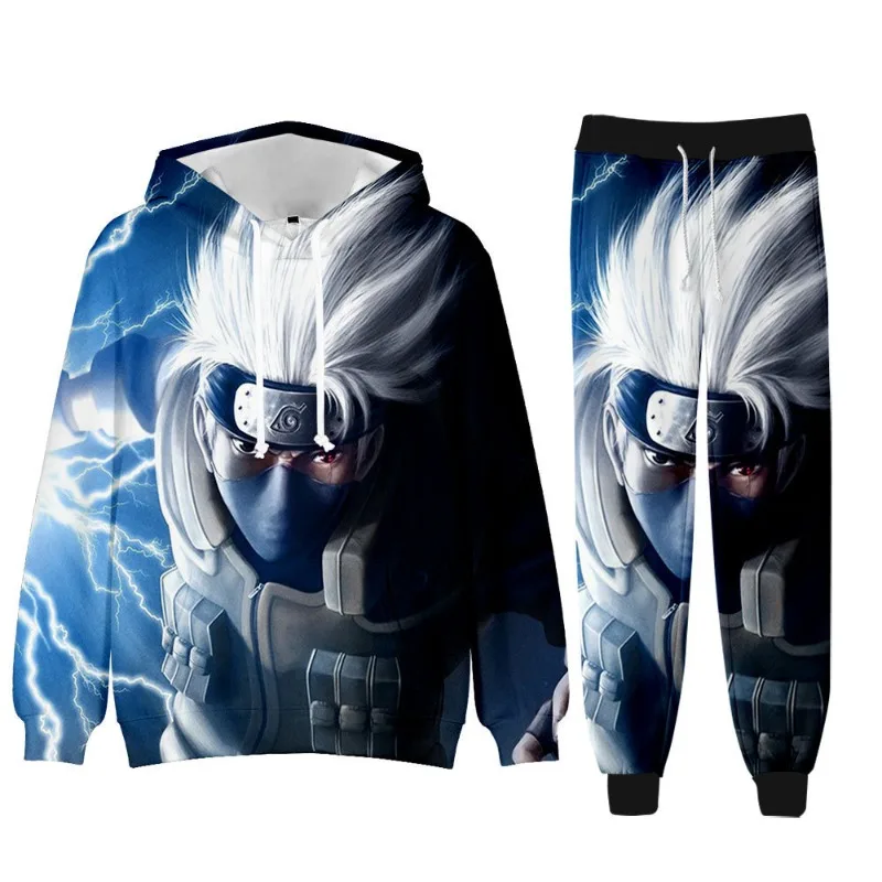 

3D New Anime Naruto Creative Peripherals Cartoon 3D Printed Digital Hoodie with Hat and Leg Binding Pants Set Daily Necessities
