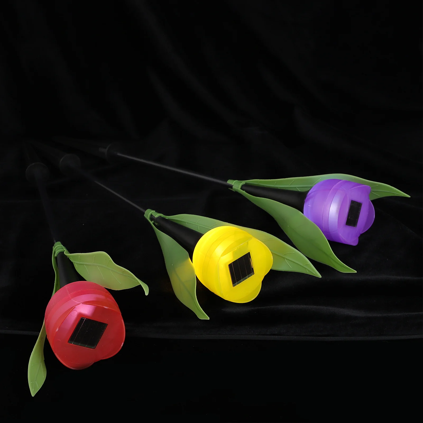 3 قطعة زهرة التوليب الشمسية شكل مصباح ليد في الهواء الطلق حديقة الديكور كامل تعمل بالطاقة الشمسية حياة طويلة مصباح التوصيل الأرضي