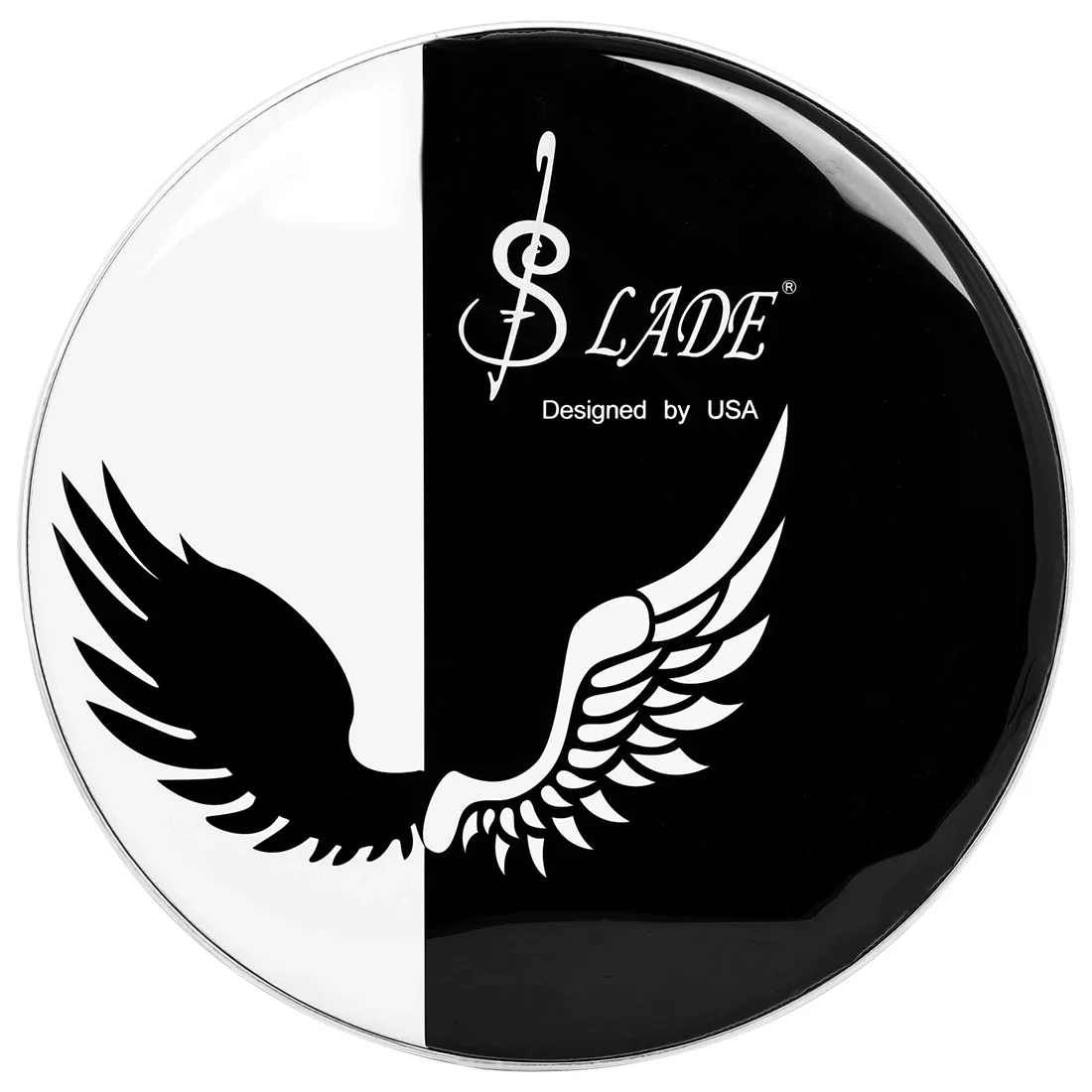 SLADE 22 Inch Drum Leather Polyester Film Black And White Dual Ribbon Wing Drum Surface Playing Percussion Instrument Parts