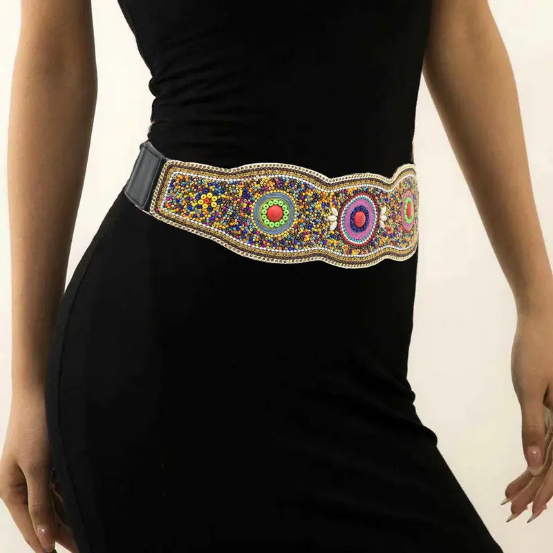 

Bohemian retro style waist decoration exaggerated rice beads personality show thin sexy waist cover fashion bundle belt