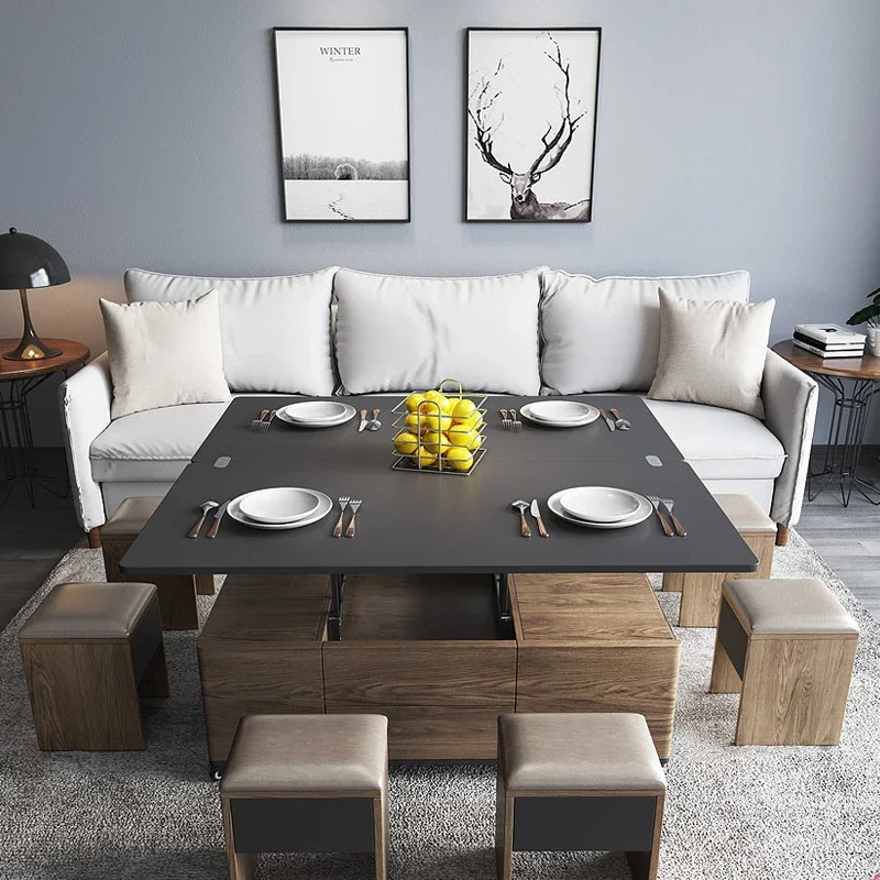 

Foldable Dining Table Coffee Table Dual-Use Style Living Room Retractable Simple Modern Small Apartment Home