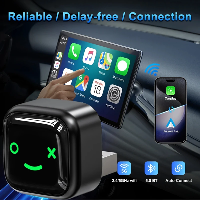 2 IN 1 Wireless CarPlay Android Auto Dongle Adapter Smart Mini Box USB Plug Play For Ford Benz KIA Audi VW Toyota Nissan Honda