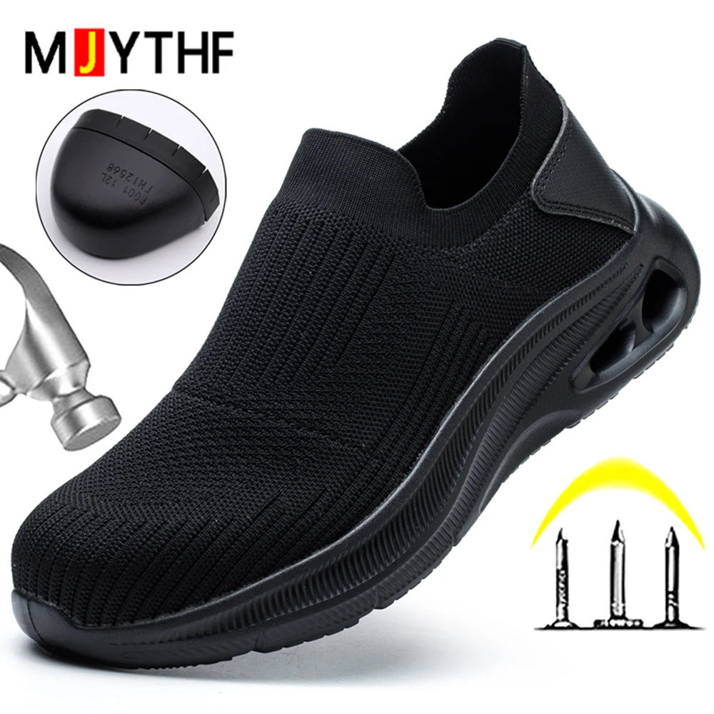 2025 Breathable Mens Work Safety Shoes Lightweight Steel Toe Anti Smashing Anti Slip Indestructible Male Boots Footwear Sneakers