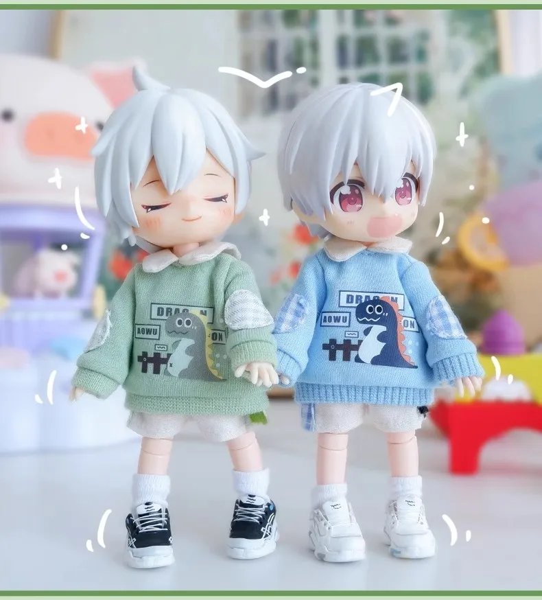

1/12 12 Points Doll Clothes Fashion Hat Vest Shorts Sweater Dinosaur Suit Pants Model Fit OB11 Bjd Molly Body In Stock