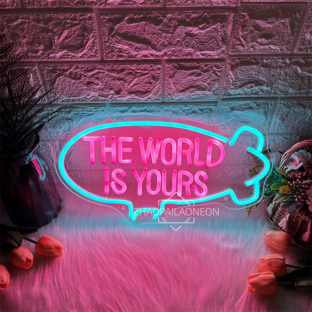 

Мир Ваш неоновая вывеска Игровая комната Настенное искусство Светодиодный настенный декор Мальчик Девушка Игровая комната Светодиодные неоновые огни USB Подарок Знаки на день рождения