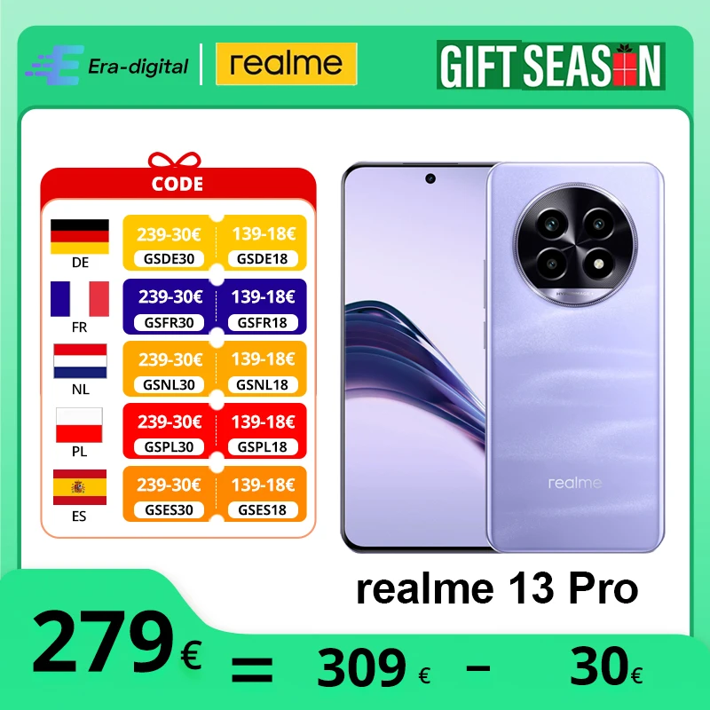 Global Version realme 13 Pro Snapdragon 7s Gen 2 Smartphone 5G Sony LYT-600 OIS Camera 120Hz Display 5200mAh Battery AI Imaging