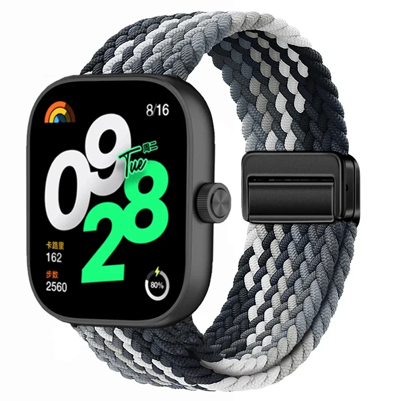 Pulseira de nylon trançada para relógio redmi 45, fivela magnética, pulseira respirável, xiaomi band 9 8 pro, cinto ajustável