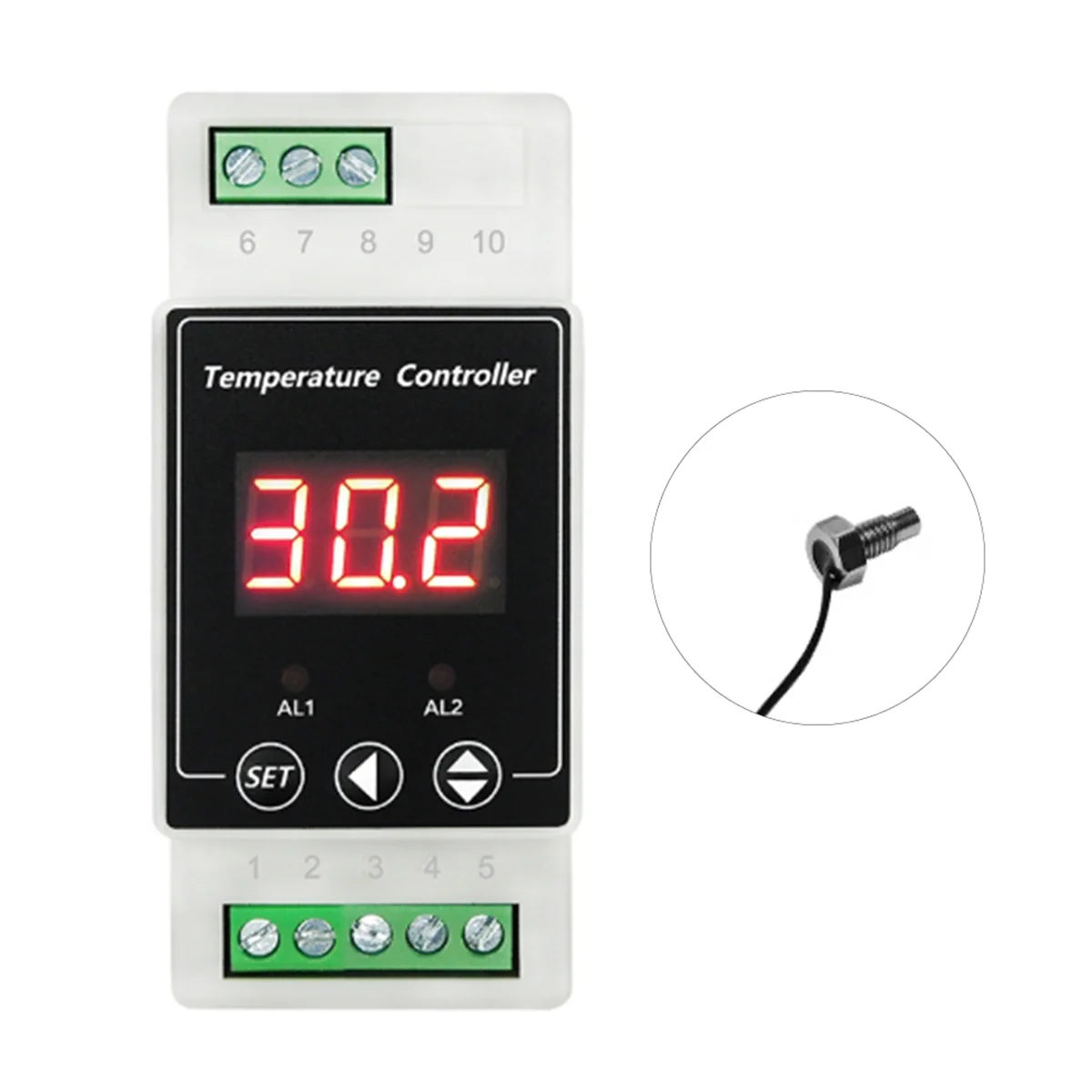 LED Rail Thermostat AC220V 2-Way Relay Din Rail Mounted Controller Heating and Cooling Temperature Alarm Controller