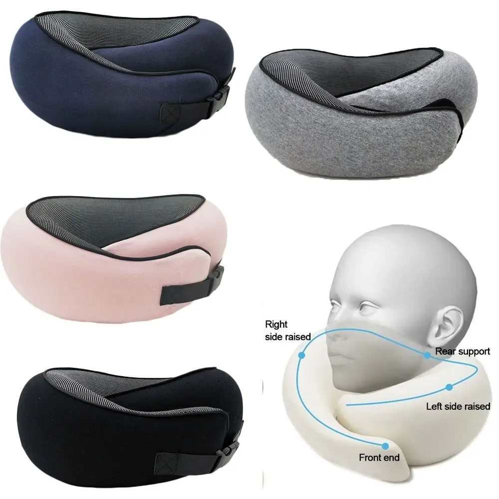 New U-shaped Travel Neck Pillow Adjustable Soft Airplane Cushion Drawstring Bag Supports Head Neck and Chin Memory Foam Pillow