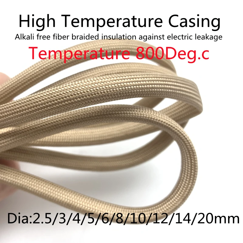 

1 ~ 20mm Braided Fiberglass Sleeve 800 Deg.C High Temperature Chemical Glass Insulation Soft Fiber Tube Sleeving Cable Protector