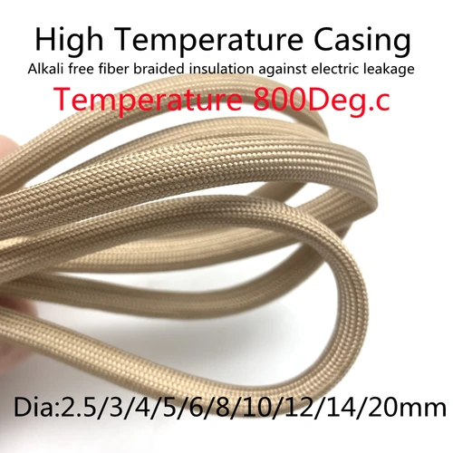 Manga de fibra de vidrio trenzada de 1 ~ 20mm, 800 grados C, aislamiento de vidrio químico de alta temperatura, funda de tubo de fibra suave, Protector de Cable