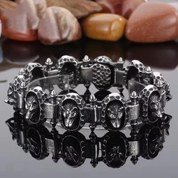 Vintage Wolf Head Chain Man Bracelet Men Stainless Steel Gothic Bikers Bracelets for Celtic Pagan Punk Jewelry