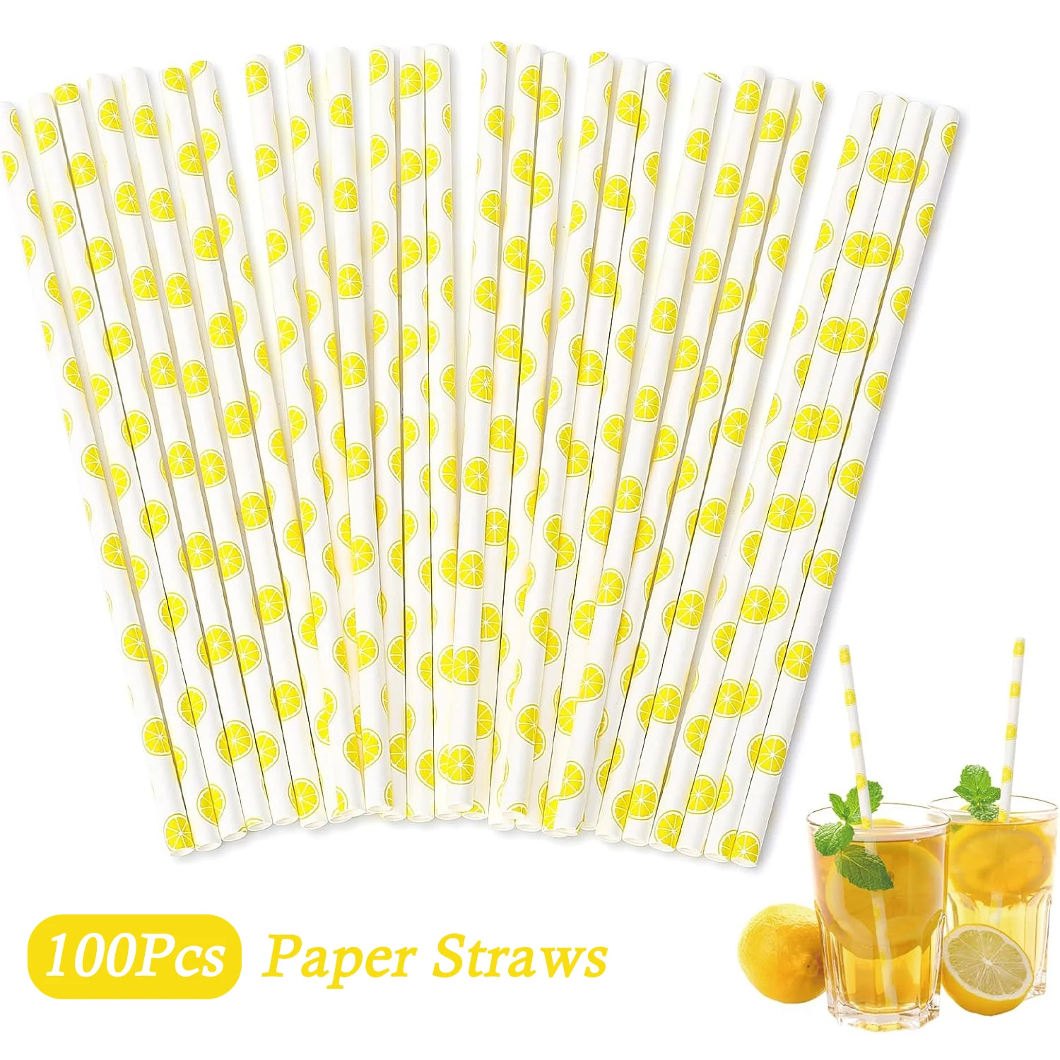 100Pcs Paper Straws Biodegradable Disposable Drinking Straws