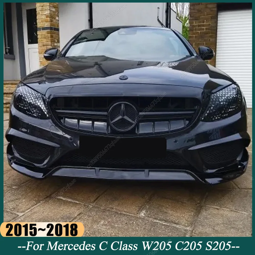 

Car Front Bumper Lip Spoiler Diffuser Splitters For Mercedes Benz C Class W205 C205 S205 2015-2018 ABS Black Bodykits Tuning