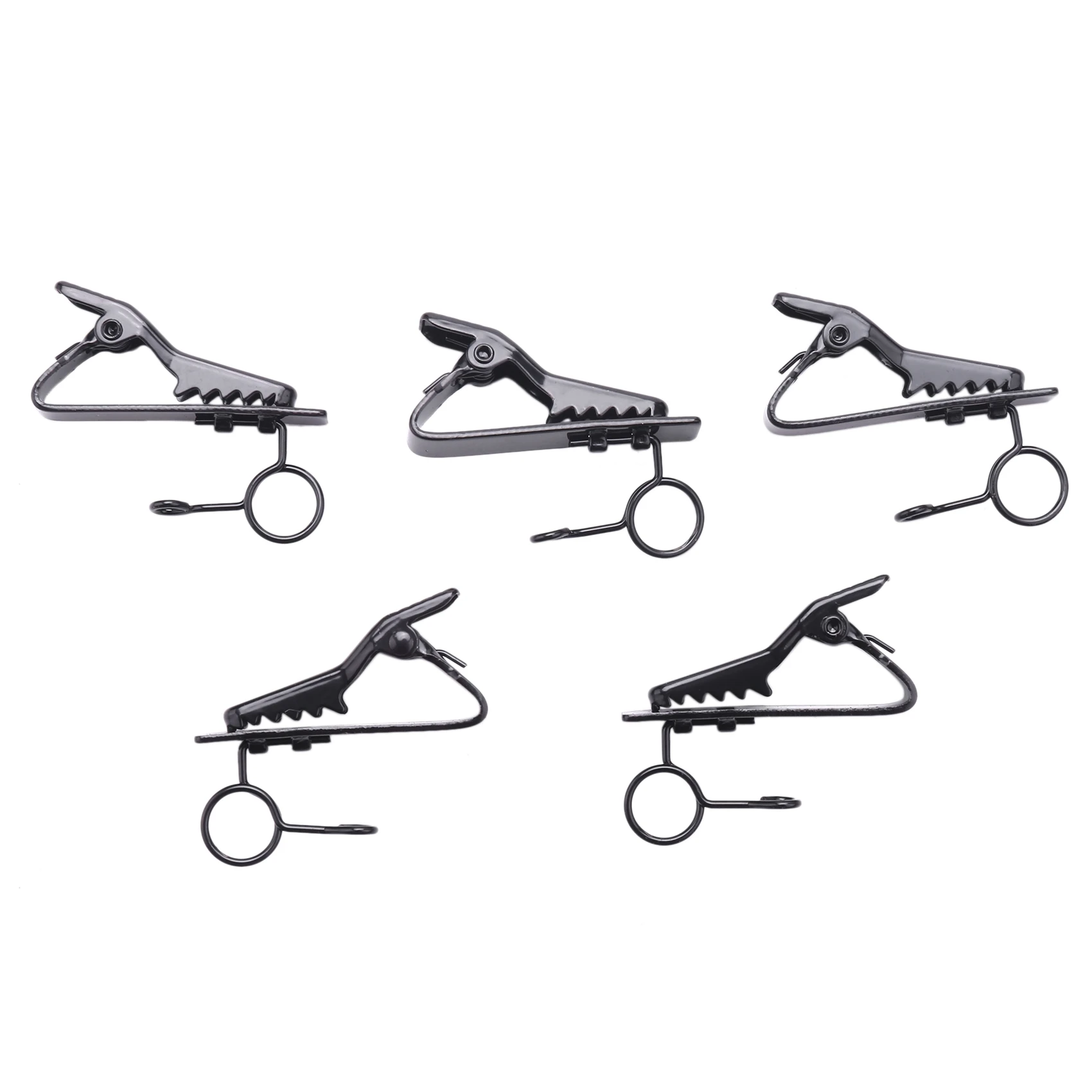 5 Pcs Ring Mini 7.5 mm Microphone Clip Holder Tie Clip Collar Clip Practical (Black)