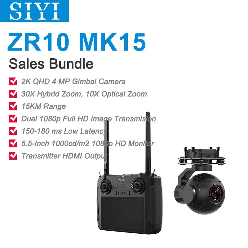 SIYI ZR10 2K 4MP 30X Hybrid Zoom Gimbal Camera with HDR Starlight Night Vision 3-Axis Stabilizer Lightweight UAV Pod Payload