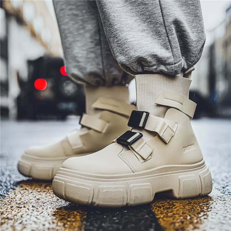 

Shoes for Men Fad Outdoor Tooling Shoes Casual Comfort High-top Mens Boots British Wind Locomotive Boots Shoes Zapatillas Hombre