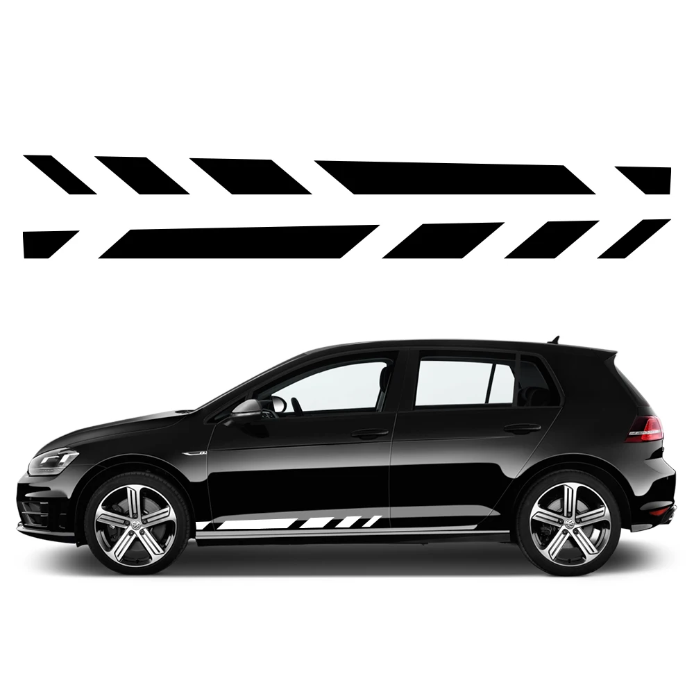 2PCS Car Door Side Stickers Racing Style Vinyl Decals For Volkswagen VW Golf 8 7 5 4 6 GTI MK8 MK7 MK5 MK6 MK4 Auto Accessories