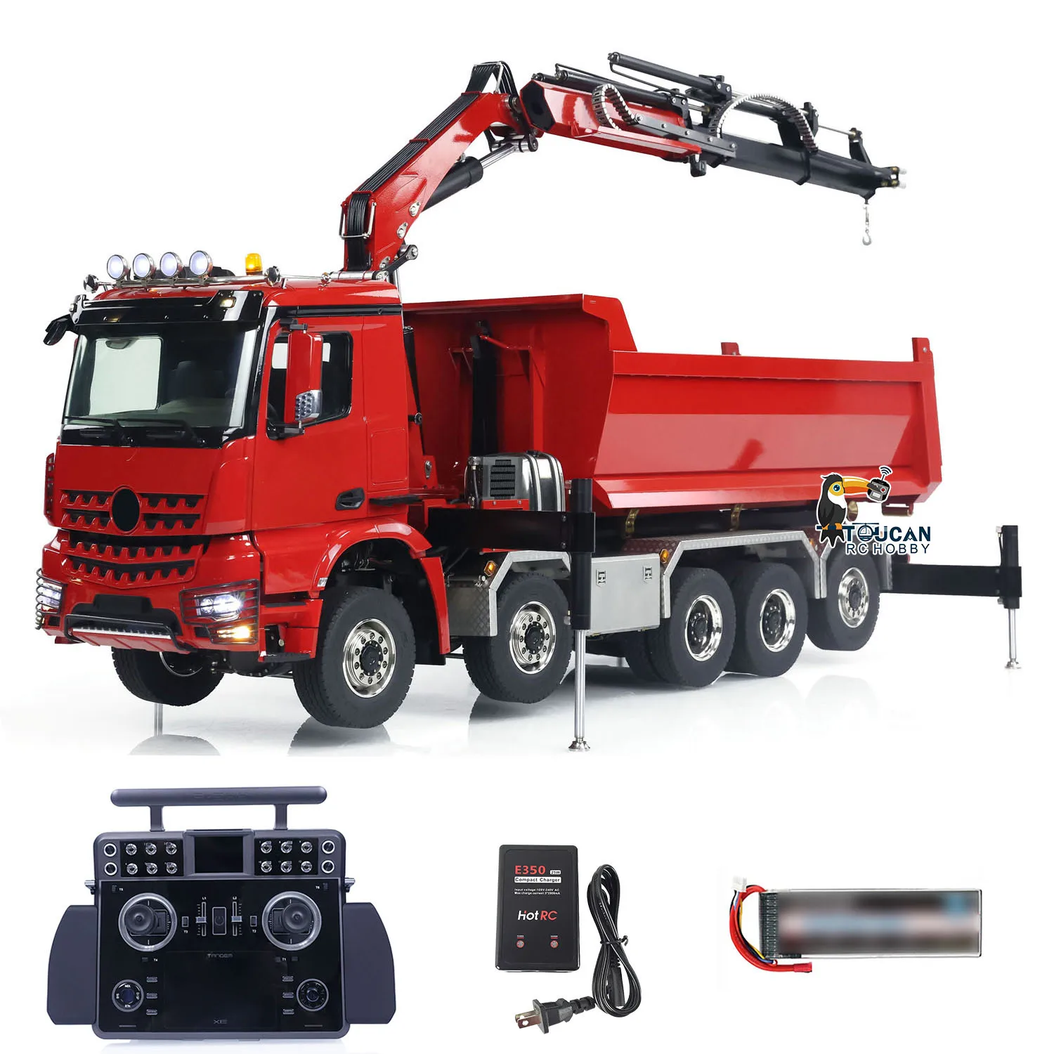 Toys 1/14 Hydraulic RC Crane Tipper Truck 10x10 Assembled Full Dump Car Light Sound 3-speed Gearbox XELite Raido Model  THZH1826