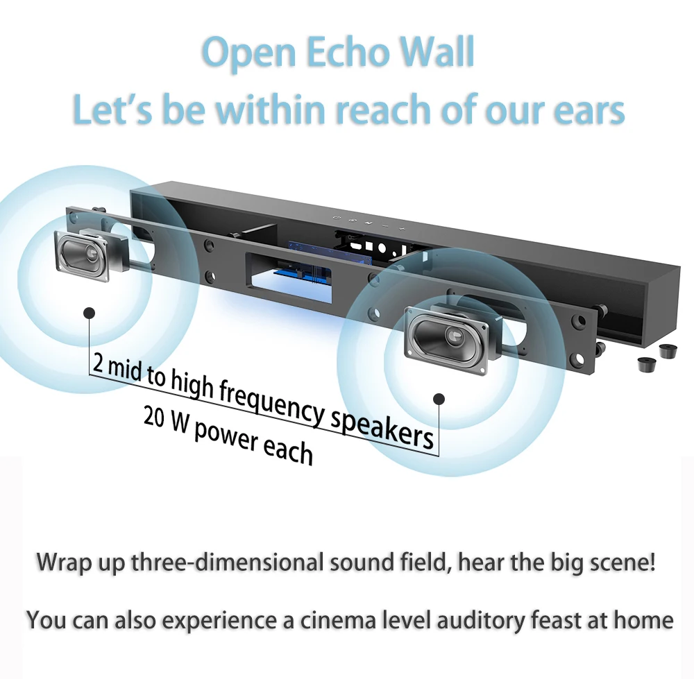 70W TV Soundbar with DSP Remote, 2.1 Channel Audio, Wireless & AUX Inputs for Gaming/PC/Home Theater view 4