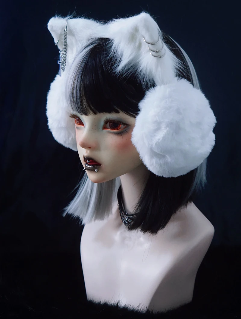 Cache-oreilles d'oreille de chat en peluche gothique, cache-oreilles d'hiver, fausse fourrure, cache-oreilles Lolita Warmer, Streetwear